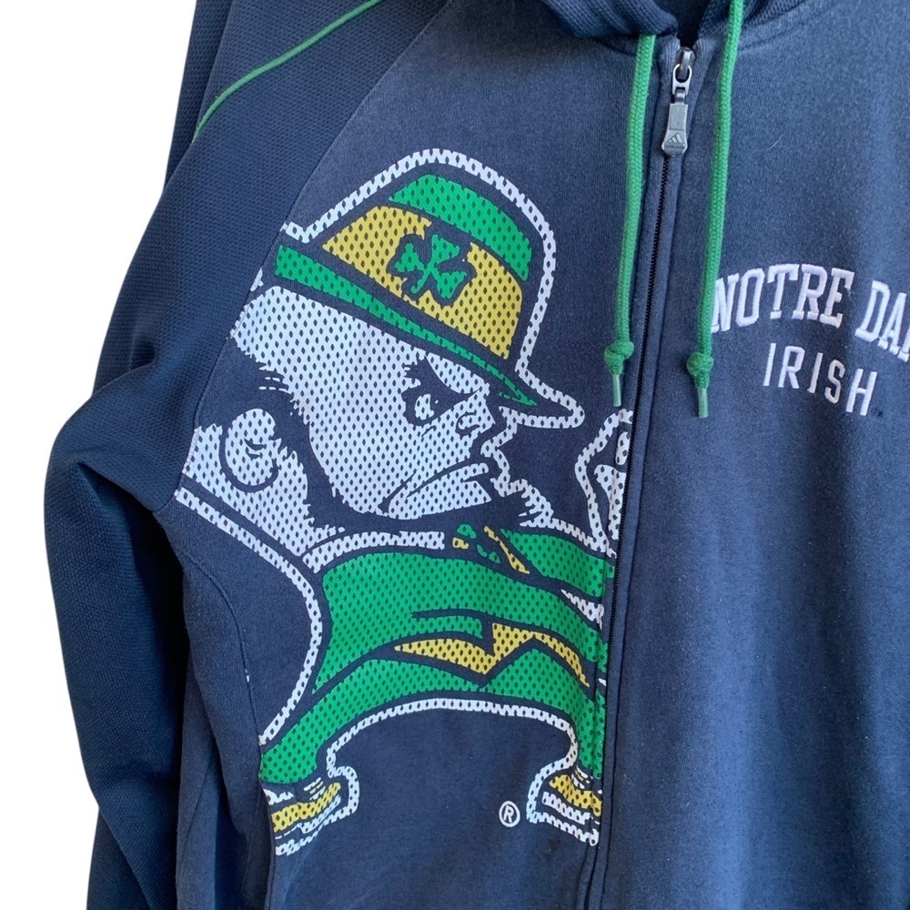 Notre Dame Full Zip Hoodie Sweatshirt Adidas Large - Picture 2 of 7